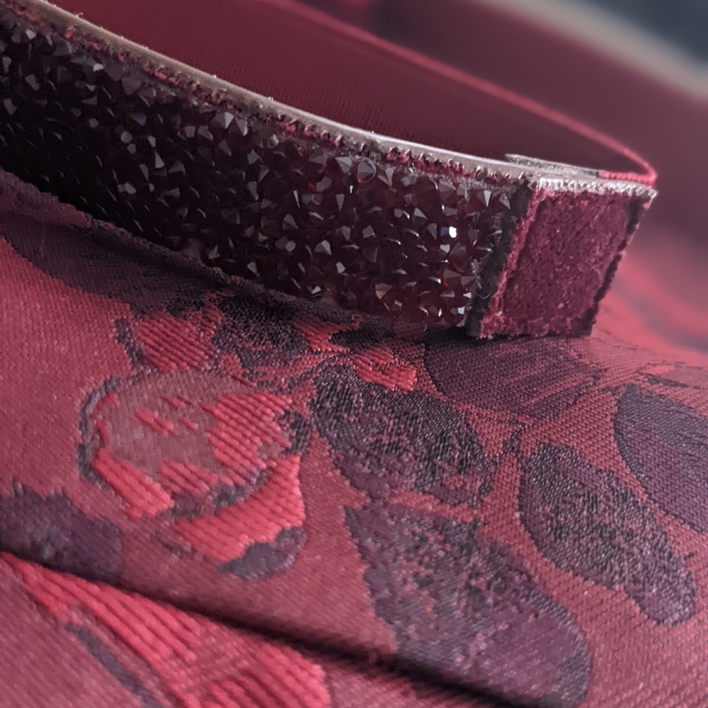 whbm burgundy high-low jacquard dress - Picture 4 of 7